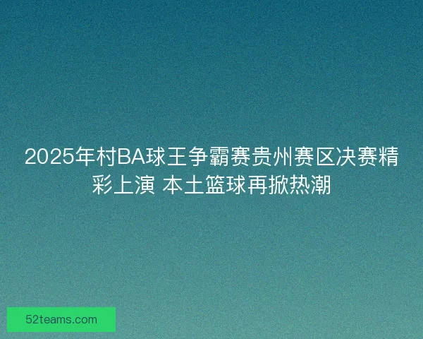 2025年村BA球王争霸赛贵州赛区决赛精彩上演 本土篮球再掀热潮